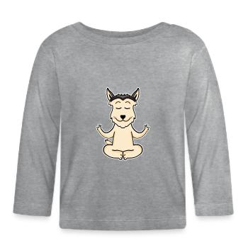 Yoga - Berger de Picardie Dog Motif - Organic Baby Long Sleeve T-Shirt - heather grey - Front