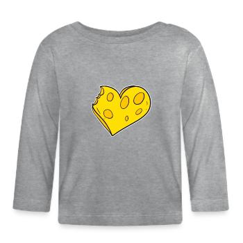 Coeur de fromage - T-shirt manches longues bio Bébé - gris chiné - Devant