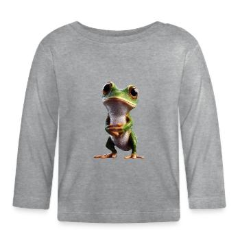 Grenouille Petit Crapaud Grenouille Grenouille Prince Grenouilles - T-shirt manches longues bio Bébé - gris chiné - Devant