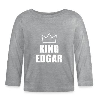 Edgar Name mit Buchstabe E - King Crown Shirt - Baby Bio-Langarmshirt - Grau meliert - Vorne