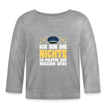 Familienmotiv Neffe - Baby Bio-Langarmshirt - Grau meliert - Vorne