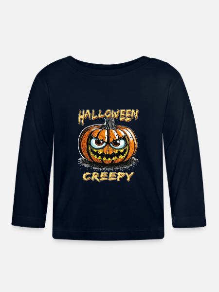 HALLOWEEN KÜRBIS CREEPY - Baby Bio-Langarmshirt - Navy