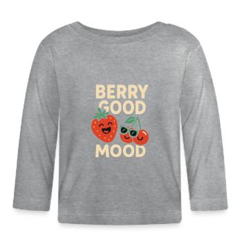 Berry Good Mood – Lustiges Beeren Design - Baby Bio-Langarmshirt - Grau meliert - Vorne