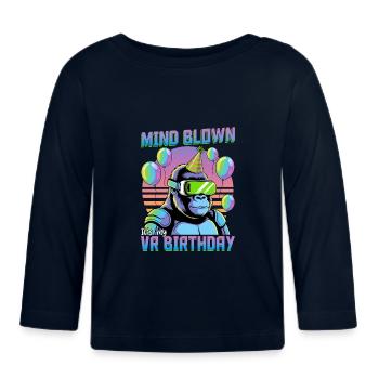 Birthday Gamer VR - Organic Baby Long Sleeve T-Shirt - navy - Front
