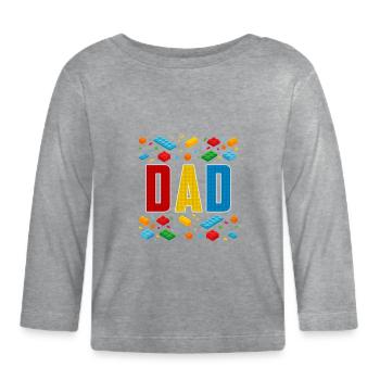 Papa Ziegelbauer Vaterschaft Blockbau - Baby Bio-Langarmshirt - Grau meliert - Vorne