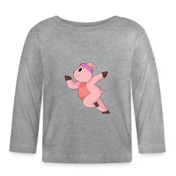 Cochon Jogger Jogging Sport - T-shirt manches longues bio Bébé - gris chiné - Devant