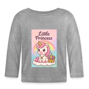 Petite Licorne Princesse - T-shirt manches longues bio Bébé - gris chiné - Devant