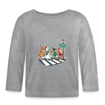 Passage Piéton Noël Parodie Musique Lutins - T-shirt manches longues bio Bébé - gris chiné - Devant