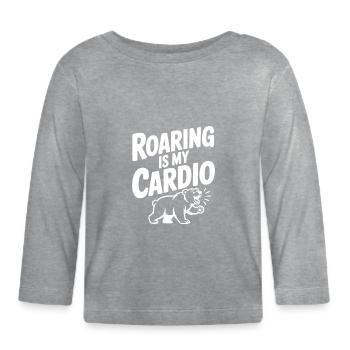 Brüllen ist mein Cardio - Baby Bio-Langarmshirt - Grau meliert - Vorne