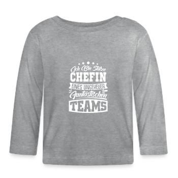 Patron fier Patron Madame Chef de département Chef d’équipe - T-shirt manches longues bio Bébé - gris chiné - Devant