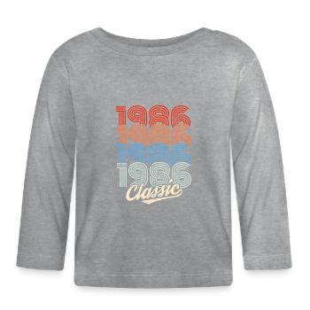 1986 Classic Retro Neon - Organic Baby Long Sleeve T-Shirt - heather grey - Front