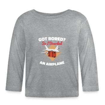 Funny Traveling World Travelers Short Trip Airplane - Organic Baby Long Sleeve T-Shirt - heather grey - Front