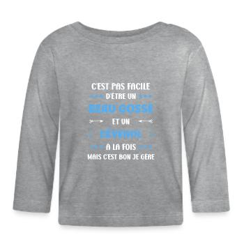 Beau gosse cévenol à la fois - T-shirt manches longues bio Bébé - gris chiné - Devant