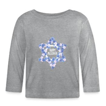 Frohes Pessachfest Jüdisches Erbe - Baby Bio-Langarmshirt - Grau meliert - Vorne