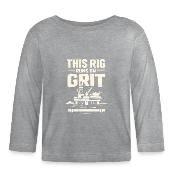 Surface de forage de forage offshore Surface de forage - T-shirt manches longues bio Bébé - gris chiné - Devant