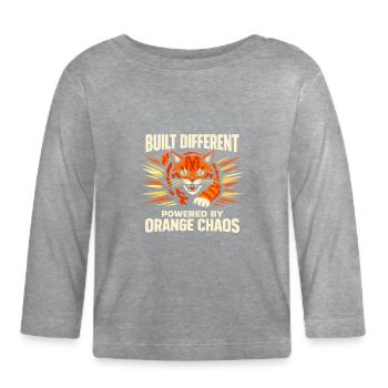 Orange Cat Chaos Funny Cat Orange Tabby Meme - Organic Baby Long Sleeve T-Shirt - heather grey - Front
