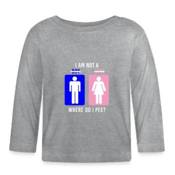 Graphique d’identité de genre non binaire où dois-je uriner - T-shirt manches longues bio Bébé - gris chiné - Devant