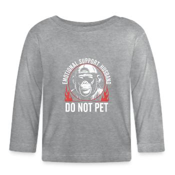 Emotional Support Husband Tee - Organic Baby Long Sleeve T-Shirt - heather grey - Front