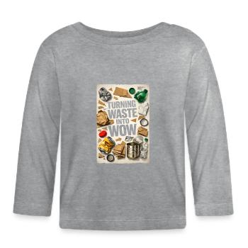 Abfall wird Wow | Upcycling Recycling - Baby Bio-Langarmshirt - Grau meliert - Vorne