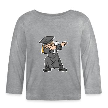 Boy student dab dabbing graduation school - Organic Baby Long Sleeve T-Shirt - heather grey - Front