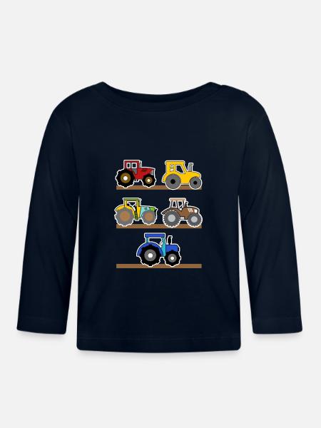 Landwirtschaft Landleben Ackerbau Traktor Bauer - Baby Bio-Langarmshirt - Navy