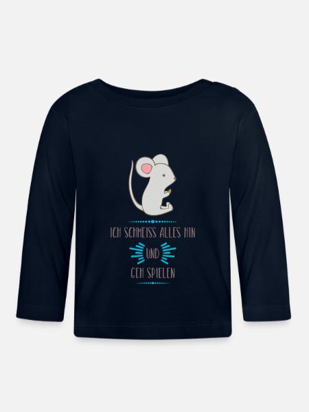 Maus Spielzeit Cartoon - Baby Bio-Langarmshirt - Navy