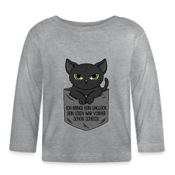 Je n’apporte aucun malheur - la vie était déjà de la merde - T-shirt manches longues bio Bébé - gris chiné - Devant