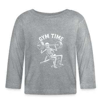 Gym Time Skeleton Lifter - T-shirt manches longues bio Bébé - gris chiné - Devant