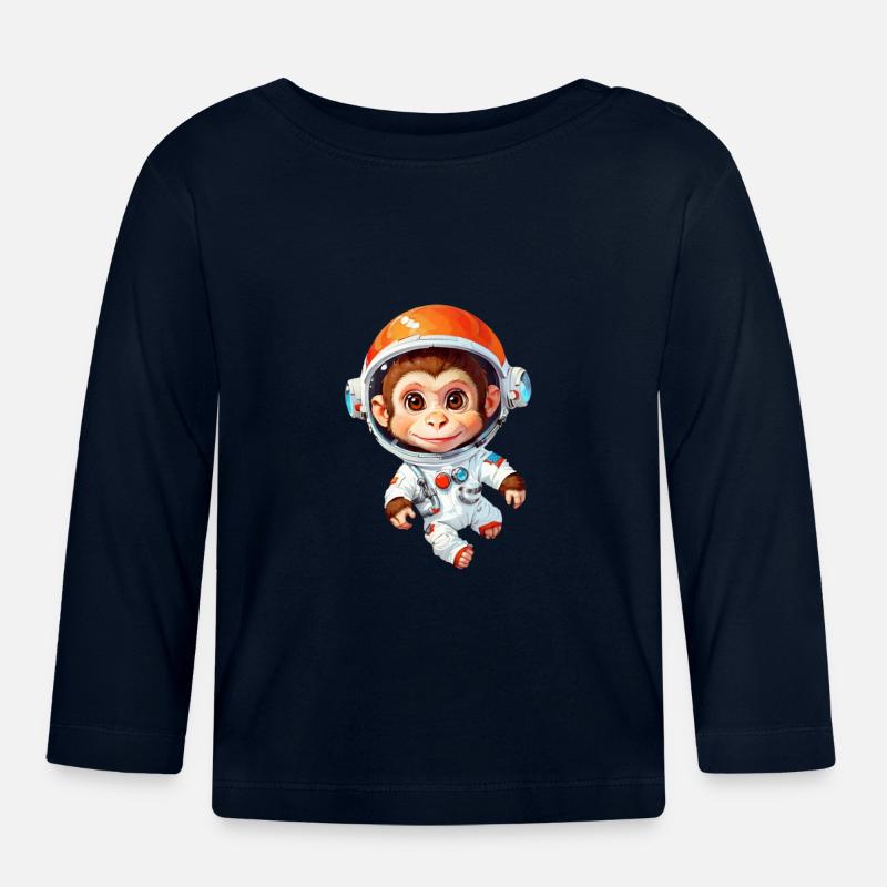 Singe de l’espace - T-shirt manches longues bio Bébé - marine