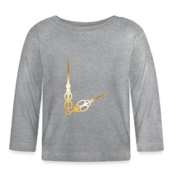 aiguilles d'horloge grandes et petites dorées - T-shirt manches longues bio Bébé - gris chiné - Devant