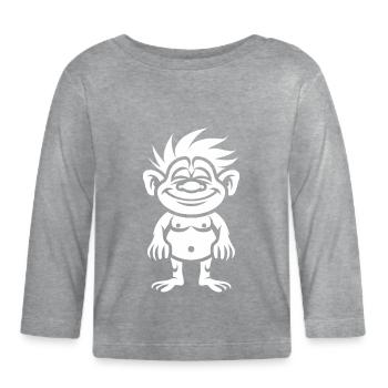 Troll - Baby Bio-Langarmshirt - Grau meliert - Vorne