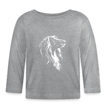 Afghanischer Windhund Silhouette Hunde Wilsigns - Baby Bio-Langarmshirt - Grau meliert - Vorne