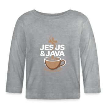 Inspiration und Kaffee mit Jesus & Java - Baby Bio-Langarmshirt - Grau meliert - Vorne