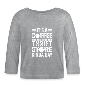 Coffee Thrift Store Day Graphic - Organic Baby Long Sleeve T-Shirt - heather grey - Front