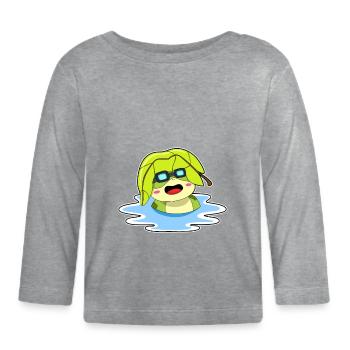 Frosch Sonnenbaden - Baby Bio-Langarmshirt - Grau meliert - Vorne