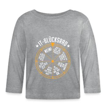 IT Support Glücksrad Service Desk IT Helpdesk Nerd - Baby Bio-Langarmshirt - Grau meliert - Vorne