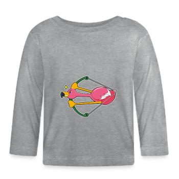 Flamingo as an arrow with bow - Organic Baby Long Sleeve T-Shirt - heather grey - Front