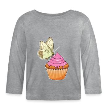 Muffin papillon - T-shirt manches longues bio Bébé - gris chiné - Devant