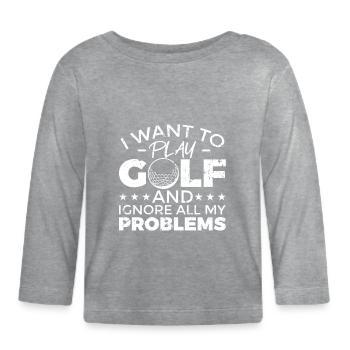 Cooler Golf Spruch - Baby Bio-Langarmshirt - Grau meliert - Vorne