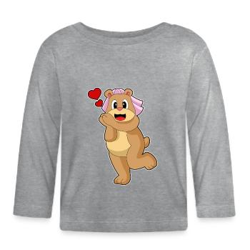 Mariage Bear Bride Veil - T-shirt manches longues bio Bébé - gris chiné - Devant