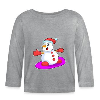 Snowboard de Noël Snowman - T-shirt manches longues bio Bébé - gris chiné - Devant