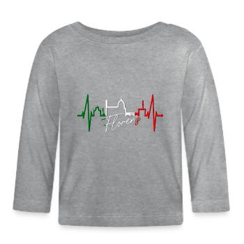 Florenz Skyline Italien Herzschlag I Love Firenze - Baby Bio-Langarmshirt - Grau meliert - Vorne