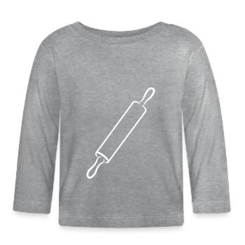 Rolling Pin Drawing - Organic Baby Long Sleeve T-Shirt - heather grey - Front