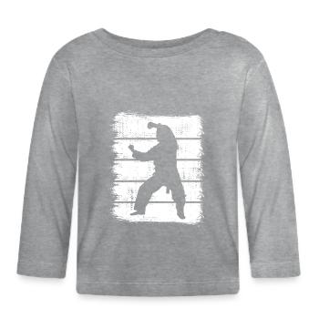 Croquis de karatéka - T-shirt manches longues bio Bébé - gris chiné - Devant