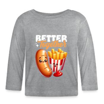 Mieux ensemble – Collation de frites Bratwurst - T-shirt manches longues bio Bébé - gris chiné - Devant