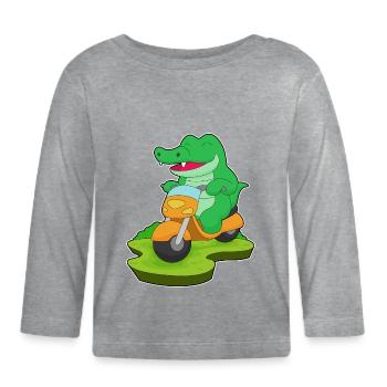Krokodil Motorroller - Baby Bio-Langarmshirt - Grau meliert - Vorne