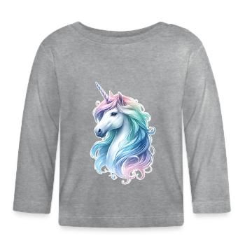 Fantaisie Licorne Chevaux Fans Licorne Amoureux - T-shirt manches longues bio Bébé - gris chiné - Devant