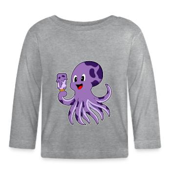Octopus Popsicles - Organic Baby Long Sleeve T-Shirt - heather grey - Front