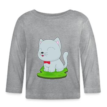 Cat Bow Tie - Organic Baby Long Sleeve T-Shirt - heather grey - Front