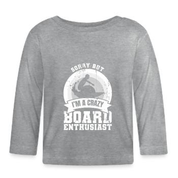 Blague sur le surfeur de vagues - T-shirt manches longues bio Bébé - gris chiné - Devant
